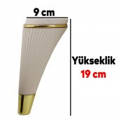 Lüks Mobilya Kanepe Sehpa TV Ünitesi Koltuk Ayağı 19 cm Krem Gold Baza Ayak - 6