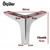 Lüks Mobilya Kanepe Sehpa TV Ünitesi Koltuk Ayağı 12 cm Parlak Krom Baza Ayak thumbnail 4