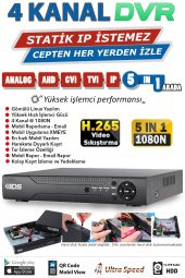 4 KANAL 1080N FULLHD H265 DVR KAYIT CİHAZI KOLAY CEPTEN İZLE SABİT İP İSTEMEZ XMEYE MOBİL - 2