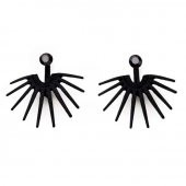 Mat Siyah Zirkon Taş Kadın Metal Jacket Küpe - 3