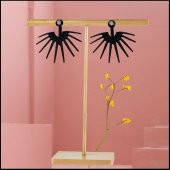 Mat Siyah Zirkon Taş Kadın Metal Jacket Küpe - 1