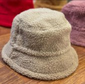 Salarticaret Kadın Peluş Bucket Kova Şapka Standart-Bej - 1