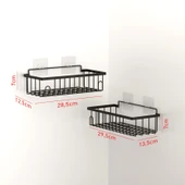 TEKNOTEL YAPIŞKANLI KANCALI 2 ADET BANYO RAFI MAT SİYAH ST241 - 3