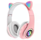 Kedi Kulak Led Işıklı Kablosuz Bluetooth Mikronlu Hafıza Kartı Girişli Kulaklık - 6