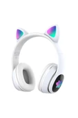 Kedi Kulak Led Işıklı Kablosuz Bluetooth Mikronlu Hafıza Kartı Girişli Kulaklık - 1