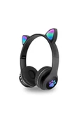 Kedi Kulak Led Işıklı Kablosuz Bluetooth Mikronlu Hafıza Kartı Girişli Kulaklık - 5