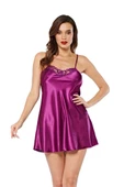 Sistina Bayan Mor Saten Kısa Gecelik M-265 - 2