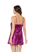 Sistina Bayan Mor Saten Kısa Gecelik M-265 - 6