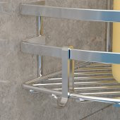TEKNOTEL İKİ KATLI BANYO KÖŞE RAFI KANCALI KROM LM008H - 2