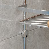 TEKNOTEL İKİ KATLI BANYO KÖŞE RAFI KANCALI KROM LM008H - 3