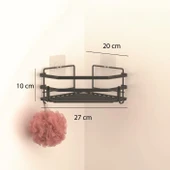 TEKNOTEL YAPIŞKANLI KANCALI 2 ADET BANYO KÖŞE RAFI MAT SİYAH ST277H - 3