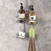 TEKNOTEL ASILABİLİR KANCALI ASKILI BANYO RAFI MAT SİYAH BK067 - 1