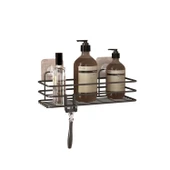 TEKNOTEL YAPIŞKANLI KANCALI BANYO RAFI MAT SİYAH ST117H - 2