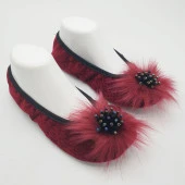 Taşlı Ev Babeti Ve Patik Bordo Renk - 10