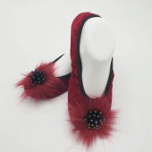 Taşlı Ev Babeti Ve Patik Bordo Renk - 8