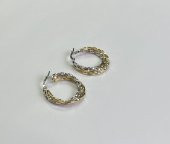 SilverPoint Gold ve Rose Detay Halka Küpe - 1