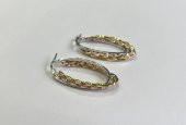 SilverPoint Gold ve Rose Detay Oval Halka Küpe - 1