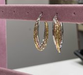 SilverPoint Gold ve Rose Detay Oval Halka Küpe - 2