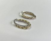 SilverPoint Gold ve Rose Detay Oval Halka Küpe - 1