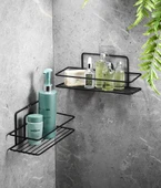 SAS Yapışkanlı Banyo Düzenleyici Şampuanlık Duş Rafı Siyah 2 Adet TŞ-01 thumbnail 1