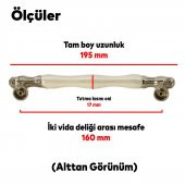 Lüks Porselen Mobilya Çekmece Dolap Kapak Kulpu Kulbu 160 mm Sedef Krom - 2