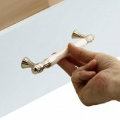 Lüks Porselen Mobilya Çekmece Dolap Kapak Kulpu Kulbu 160 mm Sedef Krom - 3
