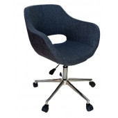 Büro Koltuğu çalışma Sandalyesi Lacivert Renk Keten Kumaş Krom Yıldız Ayaklı thumbnail 1