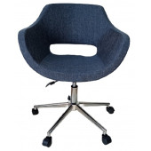 Büro Koltuğu çalışma Sandalyesi Lacivert Renk Keten Kumaş Krom Yıldız Ayaklı thumbnail 2