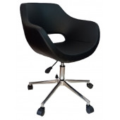 Büro Koltuğu çalışma Sandalyesi Siyah Renk Suni Deri Krom Yıldız Ayaklı thumbnail 1