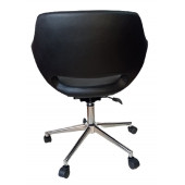 Büro Koltuğu çalışma Sandalyesi Siyah Renk Suni Deri Krom Yıldız Ayaklı thumbnail 3