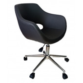 Büro Koltuğu çalışma Sandalyesi Antrasit Suni Deri Krom Yıldız Ayaklı thumbnail 1