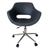 Büro Koltuğu çalışma Sandalyesi Antrasit Suni Deri Krom Yıldız Ayaklı thumbnail 2