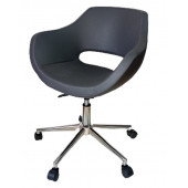 Büro Koltuğu çalışma Sandalyesi Antrasit Suni Deri Krom Yıldız Ayaklı thumbnail 4