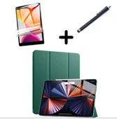 Apple iPad Pro 12.9 3. 4. 5. 6. Nesil Kılıf Set PU Deri Smart Tablet Kilifi Ekran Koruyucu + Kalem - 2