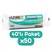 Florex Standart Mini Boy Çöp Torbası 44x45 Cm 40lı Rulo Beyaz 50 Rulo (2000 Adet 1 Koli) - 1