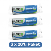 Florex Standart Orta Boy Çöp Torbası 55x60 Cm 20li Rulo Siyah 3 Rulo (60 Adet) - 1