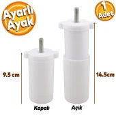 Gizli Mobilya Kanepe Sehpa TV Ünitesi Koltuk Orta Destek Ayağı Ayarlanabilir 9.5 cm Beyaz Baza Ayak - 1