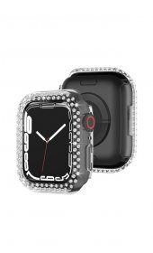 Apple Watch 44mm Uyumlu Kasa Ve Ekran Koruyucu 360 Tam Koruma Kılıf Taşlı - 1