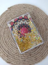 Ayna Cep Çanta Seyehat Aynası Sulu Pullu Makyaj Kozmetik Büyüteç Kompakt - 1