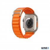 Winex 42-44mm Yeni Nesil Apple Uyumlu Akıllı Saat Kordonu Hasır Kancalı Turuncu - 4