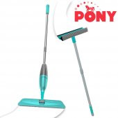 PONY SÜPER 2 Lİ SPREY MOP + TELESKOPİK SAPLI CAM SİLECEĞİ YEŞİL PASPAS TEMİZLİK SETİ - 1