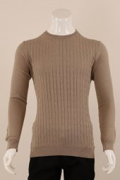 Slim Fit Yünlü Desenli Örgü Triko - 8