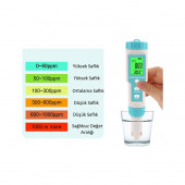 4 In 1 Kalem Tipi Ph Ec Tds Sıcaklık Ölçer LED Ekranlı Su Kalite Test Ölçüm Cihazı  A88 - 1
