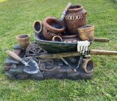 Led Aydınlatmalı El Arabası Model Dekoratif Şelale 100x60x35cm DW72012 - Dekoratif Su Değirmeni thumbnail 1