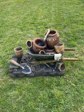 Led Aydınlatmalı El Arabası Model Dekoratif Şelale 100x60x35cm DW72012 - Dekoratif Su Değirmeni thumbnail 2