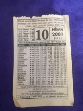 10 Nisan 2001 Takvim Yaprağı - Nostalji Koleksiyonluk Takvim Yaprağı B thumbnail 1
