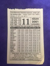 11 Nisan 2001 Takvim Yaprağı - Nostalji Koleksiyonluk Takvim Yaprağı thumbnail 1