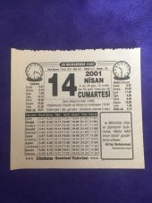 14 Nisan 2001 Takvim Yaprağı - Nostalji Koleksiyonluk Takvim Yaprağı B thumbnail 1