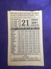 21 Nisan 2001 Takvim Yaprağı - Nostalji Koleksiyonluk Takvim Yaprağı thumbnail 1