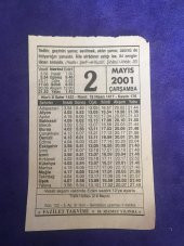 2 Mayıs 2001 Takvim Yaprağı - Nostalji Koleksiyonluk Takvim Yaprağı thumbnail 1